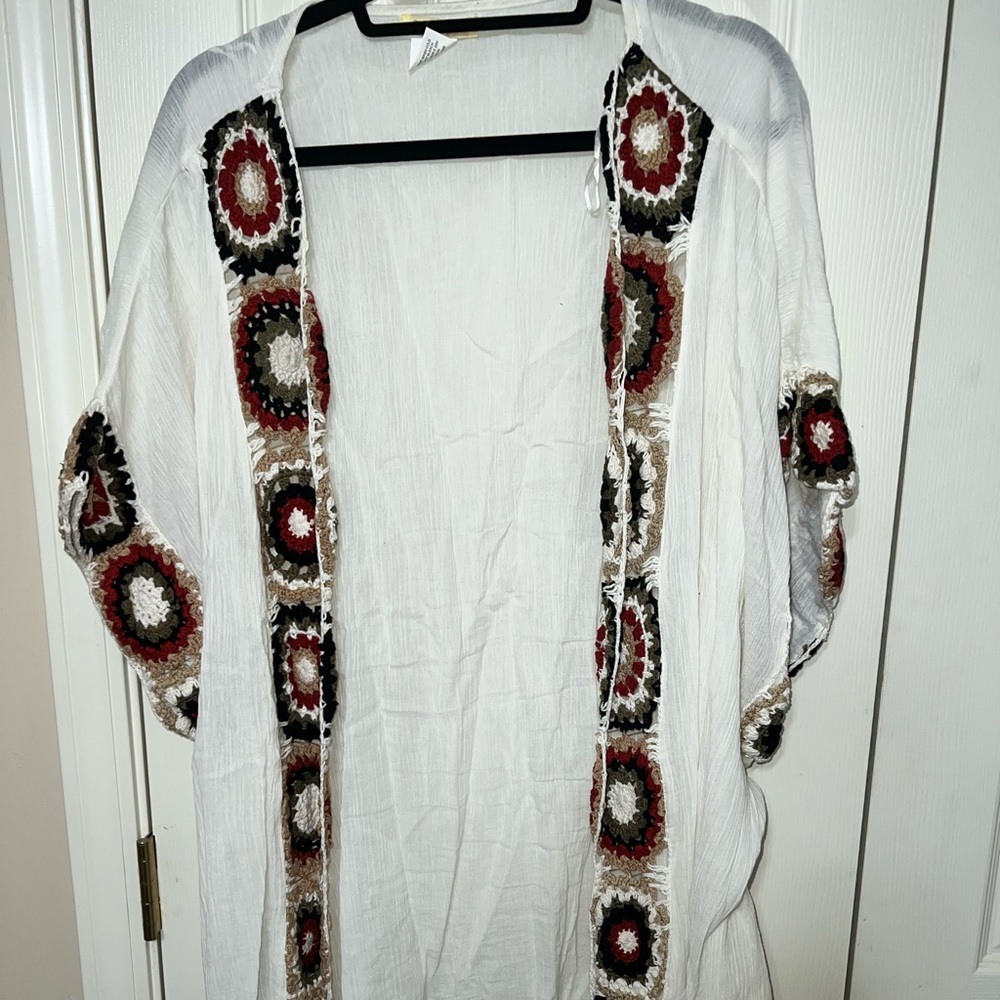 Beautiful crochet kimono duster knee length